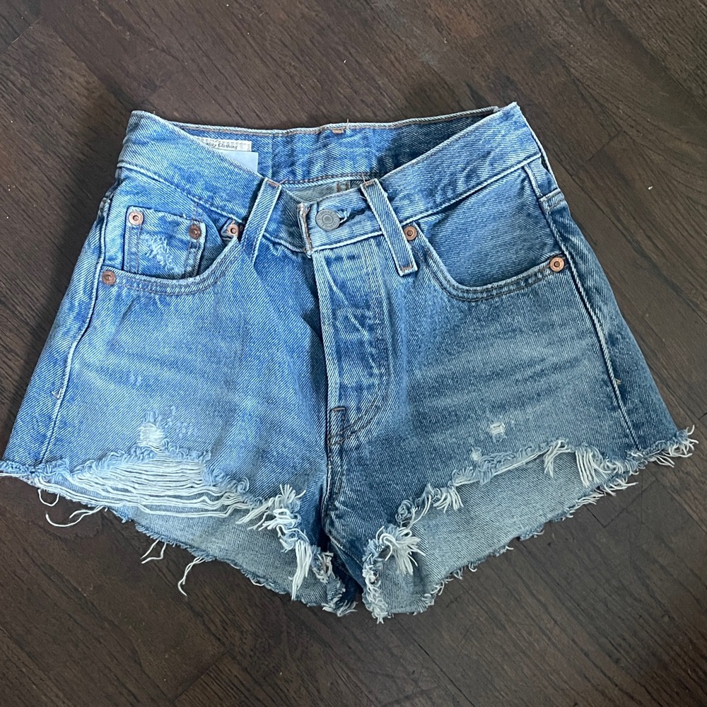 Levi's Blue Distressed Jean Shorts
